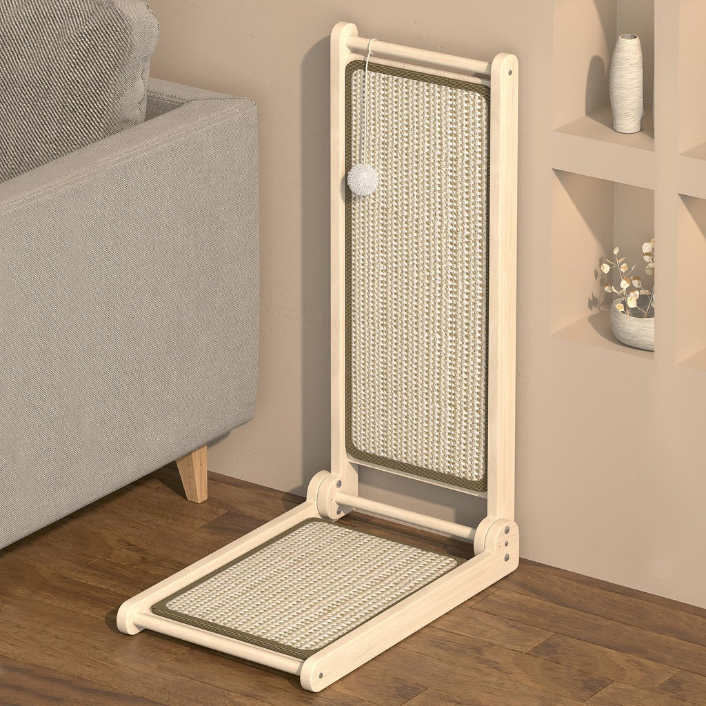 Jijianliangju L Shape Cat ScratcherSisal No Debris24 Inch Cat Scratchers for Indoor Cats Cat Scratching Board with Ball ToySolid Wood Cat Scratch Furniture ProtectorDurable Cat Scratch Pad