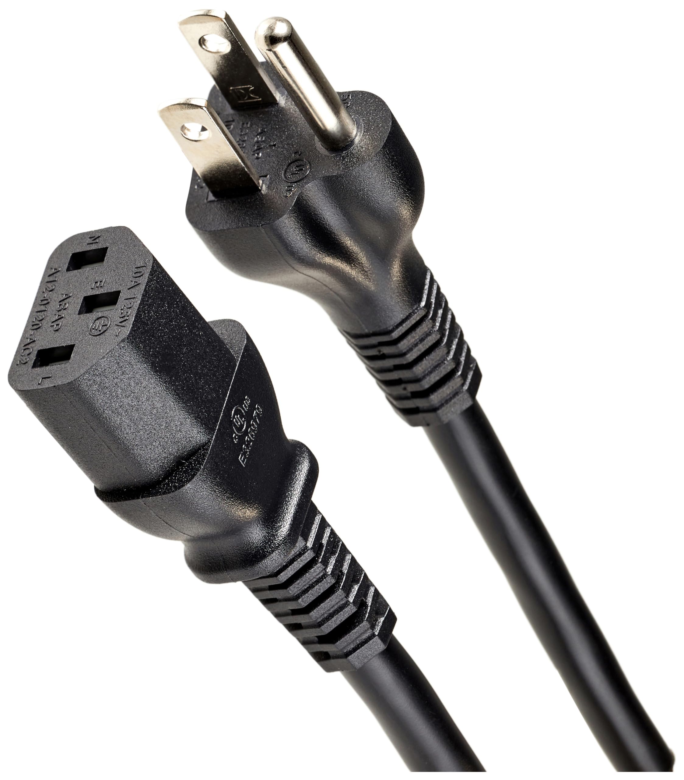 Amazon Basics 6 Feet Computer Monitor TV Replacement 3 Prong AC Power Cord 18 AWG 125 Volts Black