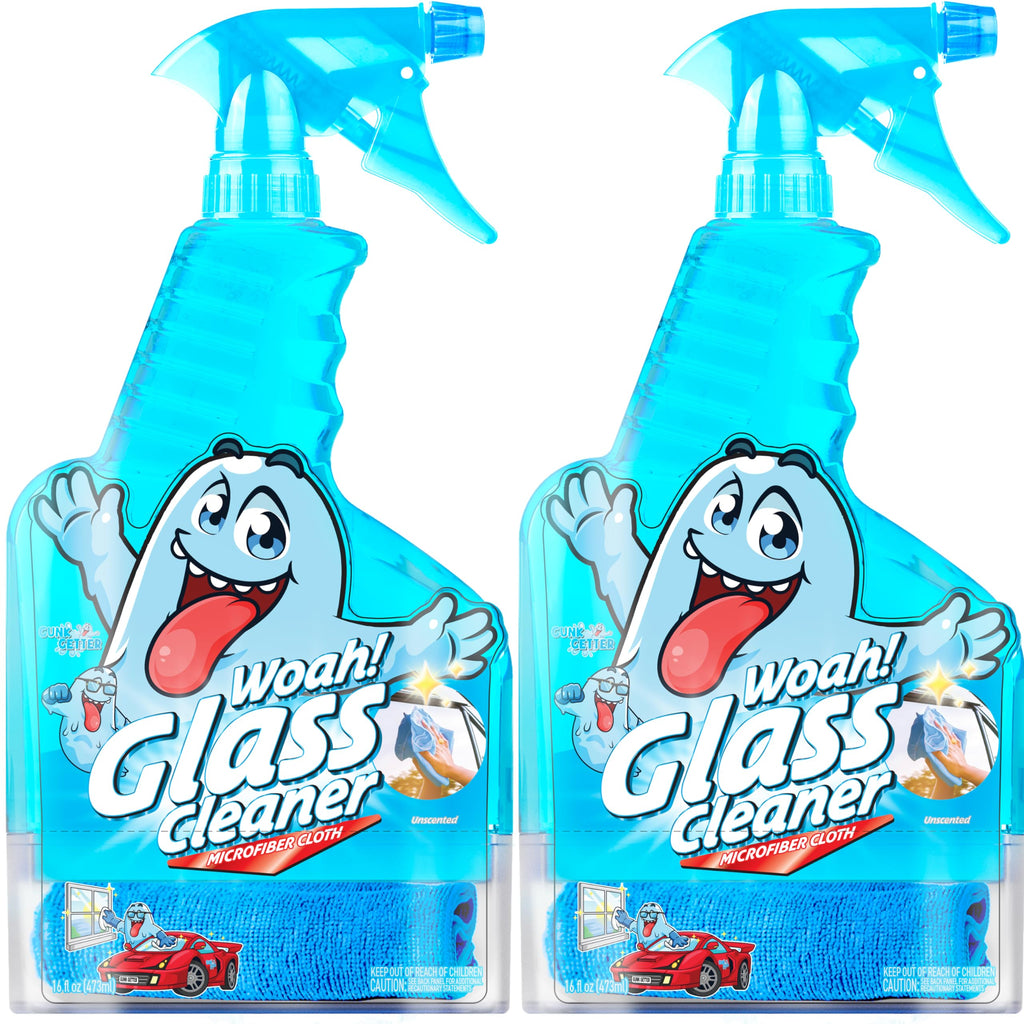 PeerBasics Gunk Getter - Spray Bottle With Microfiber Cap - Glass Cleaner 16oz (2 Pack)